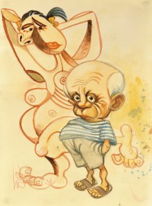 Ilustración de Picasso y una mujer cubista