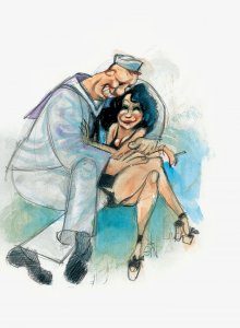 Ilustración de un marinero y una prostituta