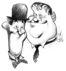 Caricatura de Stan Laurel y Oliver Hardy, El Gordo y el Flaco